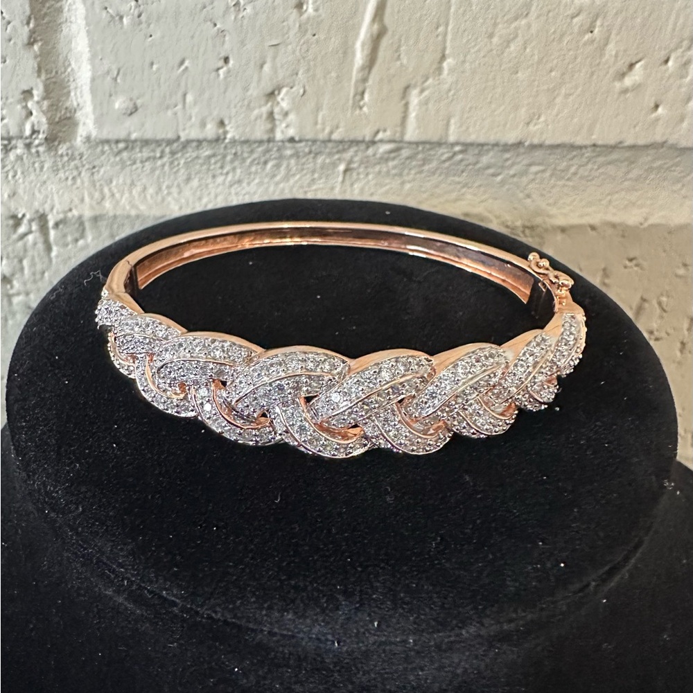 Victoria Wieck Rose Gold Over Sterling Silver Braided Bangle Bracelet.
